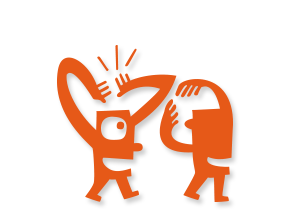 Ilustración de dos personas hablando en lengua de signos